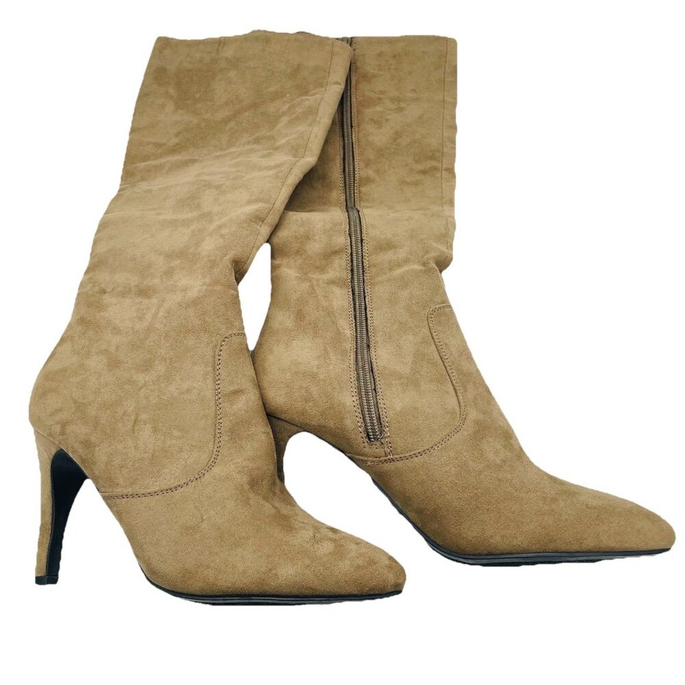Forever 21 Shoes Womens Size 6.5 Brown Knee High Tall Boots Heels Stiletto Zip